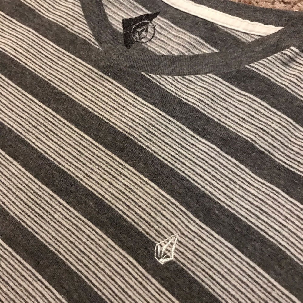 Gray and White Striped T-Shirt - Picture 3 of 4